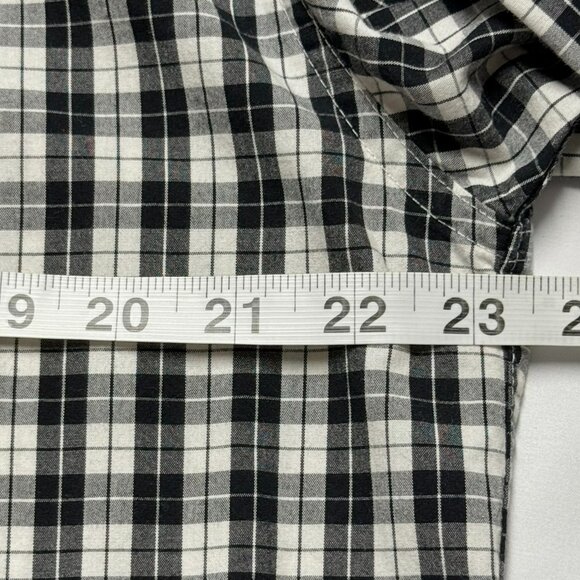 Chaps Mens Custom Fit L Black & White Plaid Button-Down Shirt Excellent - Picture 6 of 8